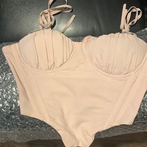 Joah Brown like baby pink corset top XS NWOT